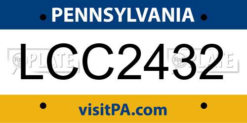 LCC2432 Pennsylvania License Plate