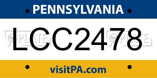 LCC2478 Pennsylvania License Plate