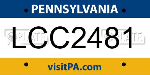 LCC2481 Pennsylvania License Plate