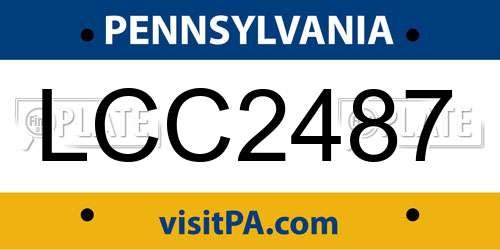 LCC2487 Pennsylvania License Plate