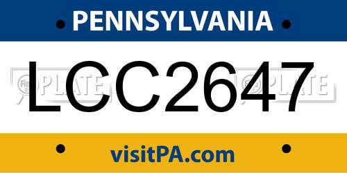 LCC2647 Pennsylvania License Plate
