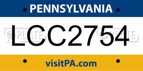 LCC2754 Pennsylvania License Plate
