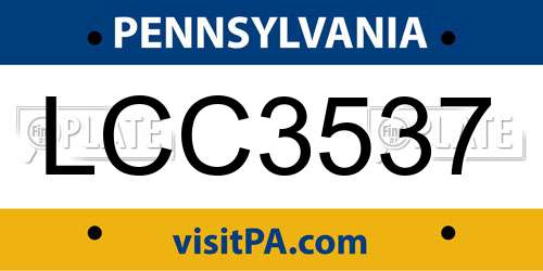 LCC3537 Pennsylvania License Plate