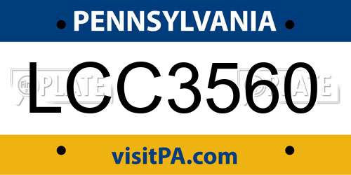 LCC3560 Pennsylvania License Plate