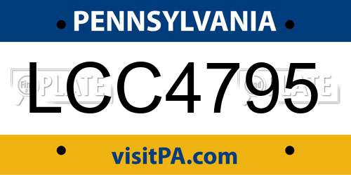 LCC4795 Pennsylvania License Plate