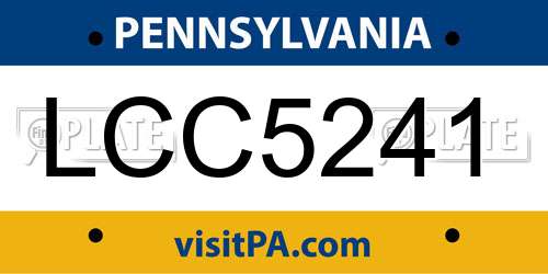 LCC5241 Pennsylvania License Plate