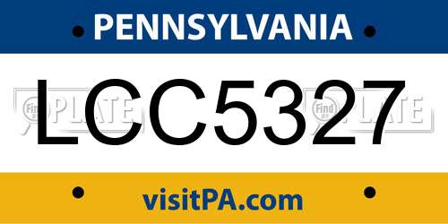 LCC5327 Pennsylvania License Plate