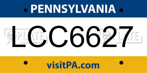 LCC6627 Pennsylvania License Plate