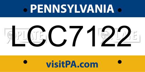 LCC7122 Pennsylvania License Plate