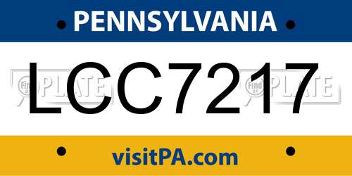 LCC7217 Pennsylvania License Plate