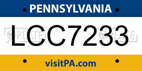 LCC7233 Pennsylvania License Plate