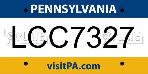 LCC7327 Pennsylvania License Plate