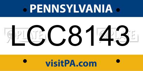 LCC8143 Pennsylvania License Plate