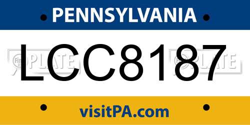 LCC8187 Pennsylvania License Plate