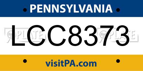 LCC8373 Pennsylvania License Plate