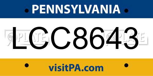LCC8643 Pennsylvania License Plate