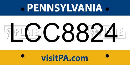 LCC8824 Pennsylvania License Plate