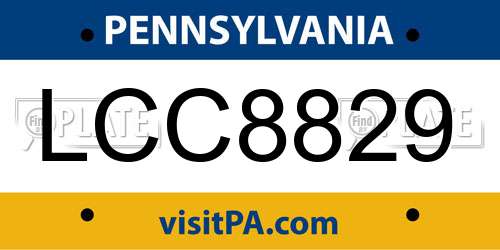 LCC8829 Pennsylvania License Plate