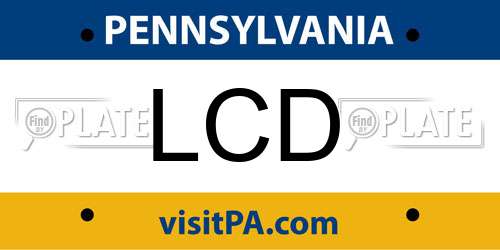 LCD Pennsylvania License Plate