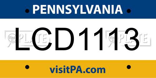 LCD1113 Pennsylvania License Plate