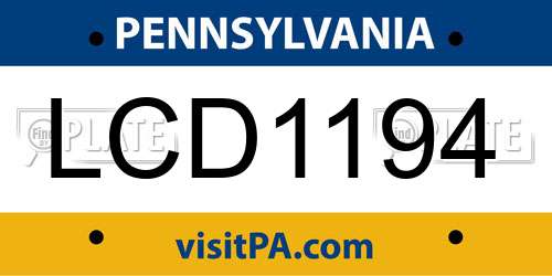 LCD1194 Pennsylvania License Plate
