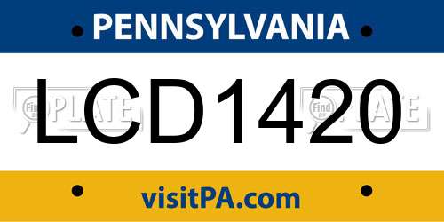 LCD1420 Pennsylvania License Plate