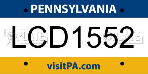 LCD1552 Pennsylvania License Plate
