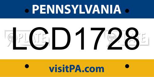 LCD1728 Pennsylvania License Plate