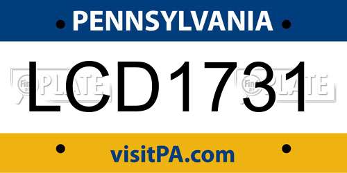 LCD1731 Pennsylvania License Plate