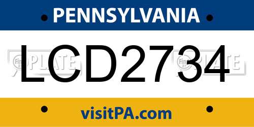 LCD2734 Pennsylvania License Plate