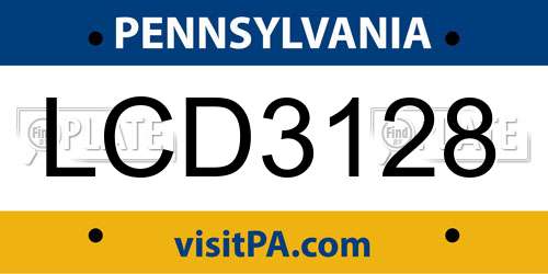 LCD3128 Pennsylvania License Plate