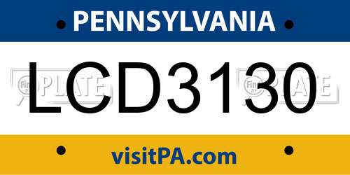 LCD3130 Pennsylvania License Plate