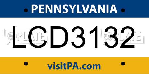 LCD3132 Pennsylvania License Plate