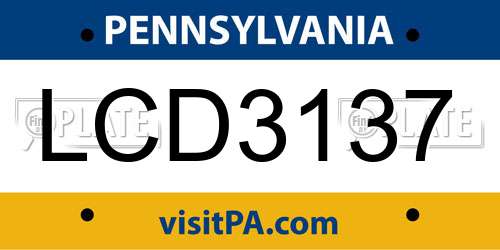 LCD3137 Pennsylvania License Plate