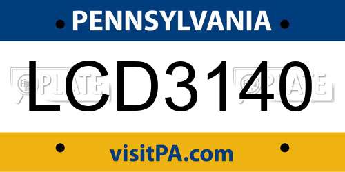 LCD3140 Pennsylvania License Plate