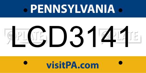 LCD3141 Pennsylvania License Plate