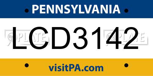 LCD3142 Pennsylvania License Plate
