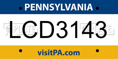 LCD3143 Pennsylvania License Plate