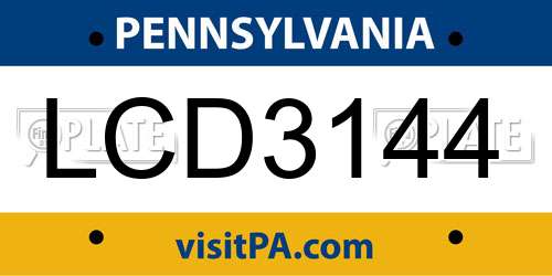 LCD3144 Pennsylvania License Plate