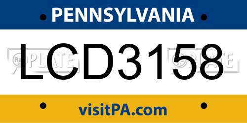 LCD3158 Pennsylvania License Plate
