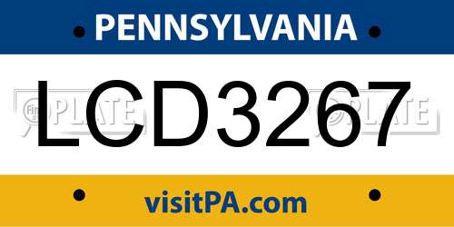 LCD3267 Pennsylvania License Plate