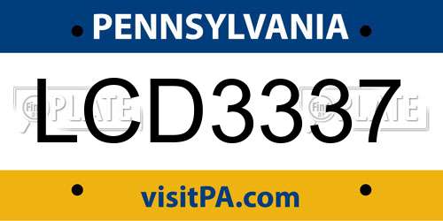 LCD3337 Pennsylvania License Plate