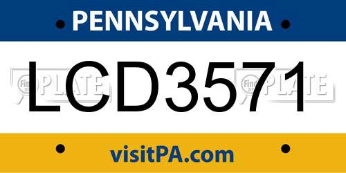 LCD3571 Pennsylvania License Plate