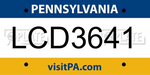 LCD3641 Pennsylvania License Plate