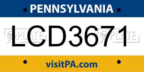 LCD3671 Pennsylvania License Plate