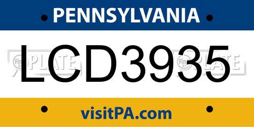 LCD3935 Pennsylvania License Plate