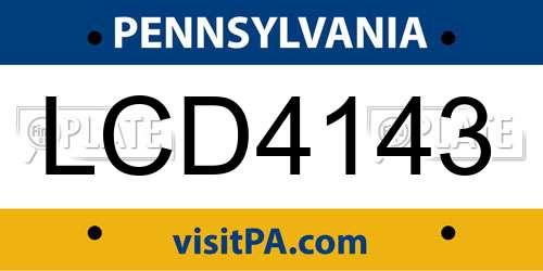 LCD4143 Pennsylvania License Plate