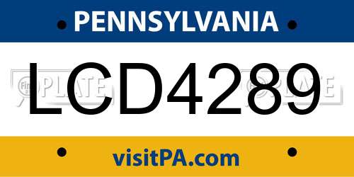 LCD4289 Pennsylvania License Plate