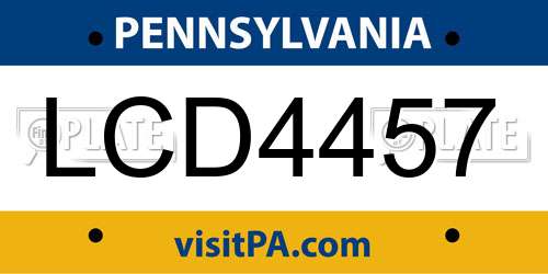 LCD4457 Pennsylvania License Plate