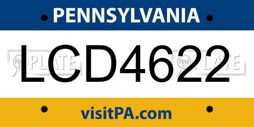 LCD4622 Pennsylvania License Plate